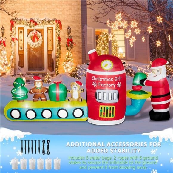 8FT Christmas Inflatables Outdoor Decor Santa Claus Gift Factory Blow Ups